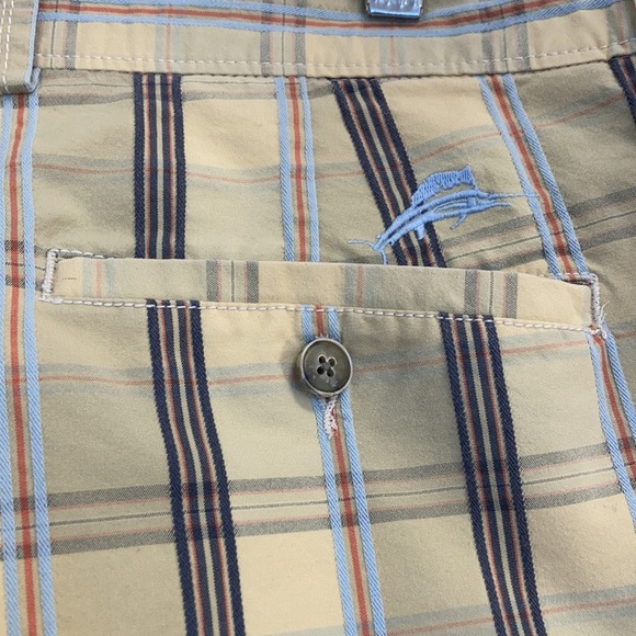Tommy Bahama Shorts Mens 36 x 6 Yellow Plaid Cotton Silk Chino - Picture 5 of 9